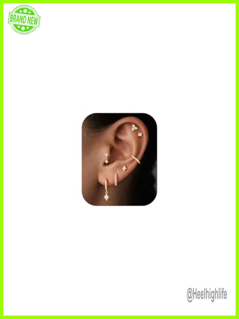 7 Pairs Gold Hoop Earrings | 14K Gold Plated Flat Back Set